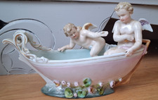 Superbe coupe porcelaine de Paris ? décor putti angelots  barque fleurs XIXème