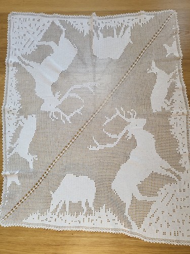 Vintage filet crochet throw - crochet,