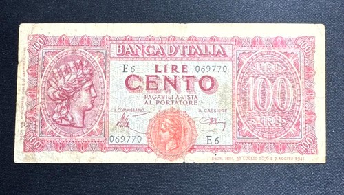 Regno italia 100 lire - d'italia,