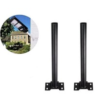 2PZ Staffa lampione solare  Palo Nero 48cm Supporto faro Solare Stradale o Casa