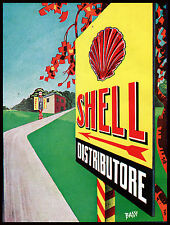PUBBLICITA' 1930 SHELL POMPA BENZINA AUTO DISTRIBUTORE TARGA INSEGNA R.BASSI