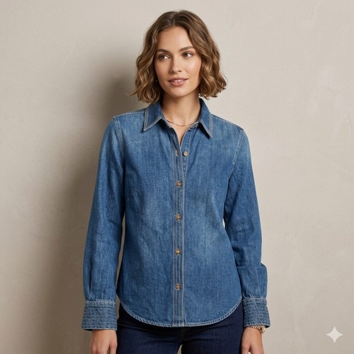 Cornice denim camicia bottoni - cornice,