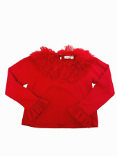 Top rosso Monnalisa a maniche lunghe con scollo in tulle EU bambino taglia 10