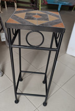 Tavolino Portavaso Ferro con Piano in Ceramica Decorata 60x20 cm