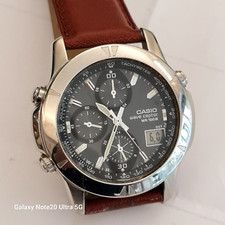 CASIO WAVE RECEPTOR WVQ-560 4723 ACCIAIO CRONO DUAL TIME CINT PELLE.