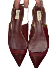Abito donna Max Mara rosso prugna in pelle con slingback EUR 37,5/US 6,5 EUC