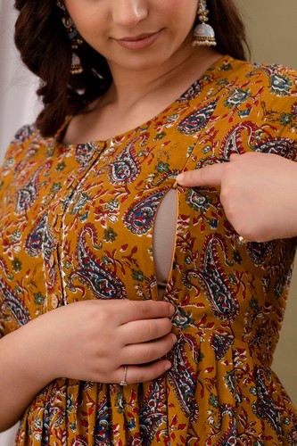 Abito premaman cotone - , senape