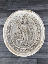 Antico Decoro In Terracotta Grande Bassorilievo X Antica Stufa Figura Cacciatore