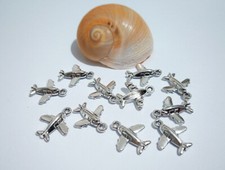 10pz charms ciondoli mini aereo in metallo colore tibetano 15x13mm bijoux 