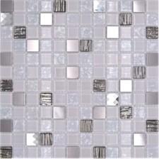 Mosaico Acciaio Bianco Vetro