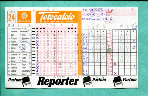 Schedina totocalcio del - totocalcio, n.24