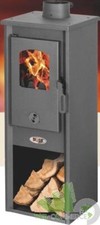 STUFA LEGNA 5.3 KW MAX 120 MC BERNA LUX ANTRACITE ACCIAIO CON PIASTRA COTTURA