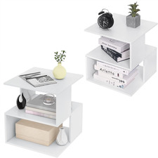 Set 2 Comodini per Camera Da Letto in Legno, Tavolino Bianco Design Moderno, Mob