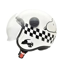 Casco Snoopy Jet Shield bandiera a scacchi bianco NUOVO