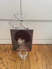 Set 4 bicchieri da espresso vintage VITROSAX ITALY con manico in acciaio inox