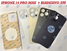 VETRO POSTERIORE APPLE IPHONE 14 PRO MAX NERO VIOLA BIANCO ORO BIG HOLE BIAD. 3M