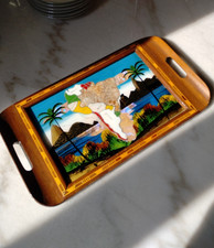 Vassoio vintage decorato con