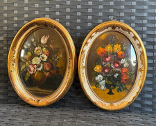 COPPIA DIPINTI OVALI AD OLIO DI NATURA MORTA - FIORI - '900
