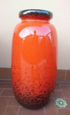 1960s Large W. Germany Fat Lava Scheurich Keramik Orange and Brown Vaso 284/53