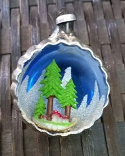 PALLINA DI NATALE IN VETRO SOFFIATO  DECORAZIONE INTERNA, ANNI '50 ALTEZZA:  7CM