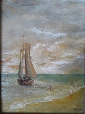 DIPINTO OLIO SU CARTONE MARE