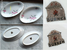 2 PIATTINI OVALI DA ANTIPASTI O SALSIERE IN CERAMICA MARCA DURKEN FLOREALI