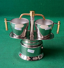 VECCHIA CAFFETTIERA IMPERIALE 2 TZ VINTAGE DESIGN ACCIAIO INOX + 2 TAZZINE. CJ81