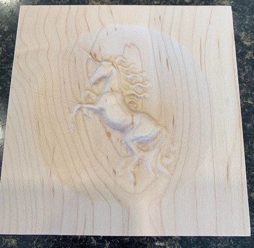 Unicorno incisione bordo legno - unicorno,