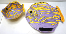 STUDIO NOVA BARRIERA PESCE CIOTOLA PIATTO 2pz LOTTO BLU GIALLO FIGURA 10in
