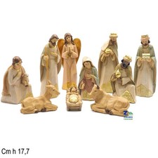 SET NATIVITA' 10 PZ PERSONAGGI EFFETTO COLOR LEGNO CM H 17,7 PRESEPE NATALIZIO