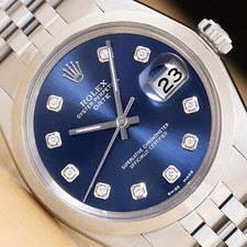 OROLOGIO ROLEX OYSTER PERPETUAL DATE 1500 QUADRANTE BLU DIAMANTE ACCIAIO INOX 34MM