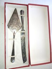 Paletta e coltello da torta antichi in Silver Plated