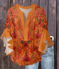 XL Orange Floral Bohemian