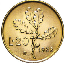 20 LIRE 1982 RAMO DI QUERCIA ITALIANA FDC UNC CF123