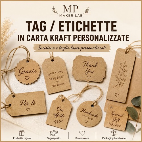 Tag carta kraft personalizzati - tag,