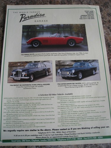 Paradise garage car stock list - garage,