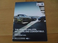 Brochure guida prezzi BMW M3 Berlina - M4 Coupè - M4 Cabrio 2015-2016