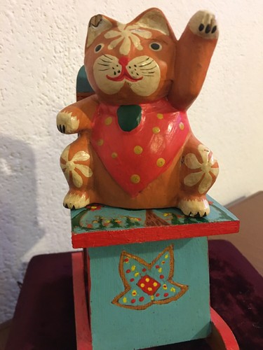 Statuina gatto legno - statuina,