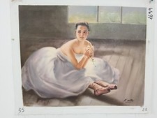 Quadro Ballerina bambina Dipinto a Mano Olio Su Tela 40x50CM con telaio  Firmato