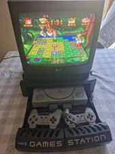 Console Ps1 Scph 7502 + 2 Pad 2 Memory Card Gioco Crash Bash  + Game Station