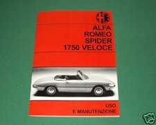 Uso e manutenzione Alfa Romeo 1750 Spider I serie osso di seppia Owner's manual