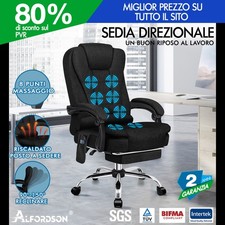ALFORDSON Sedia Tessuto Ufficio Massaggi Sedile Esecutivo Riscaldato Nero