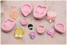 stampi gomma siliconica set forma leccalecca - lotto 6pz fimo cernit formine