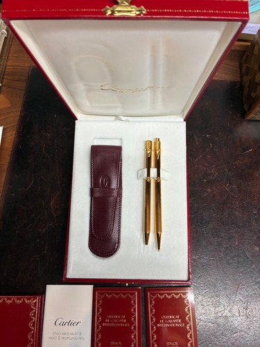 1990s cartier gold plated pen - gold,