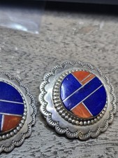 Navajo Inlay Sterling Earrings