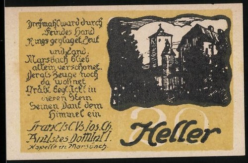 Notgeld marsbach öst 1920 - marsbach/o.Öst.,