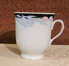 Caravel by Excel 6 oz tazza caffè bianco top nero anello design floreale bella