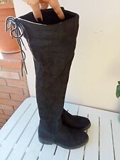 Stivale donna alto al ginocchio camoscio nero imbottito 37 strass usato ottimo 