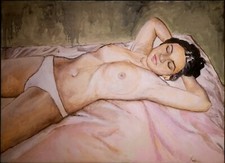 "Ragazza assopita" dipinto a olio di Rossini