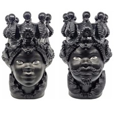 TESTE DI MORO NERE VOLTO SATINATO H50 VERUS CERAMICA CALTAGIRONE